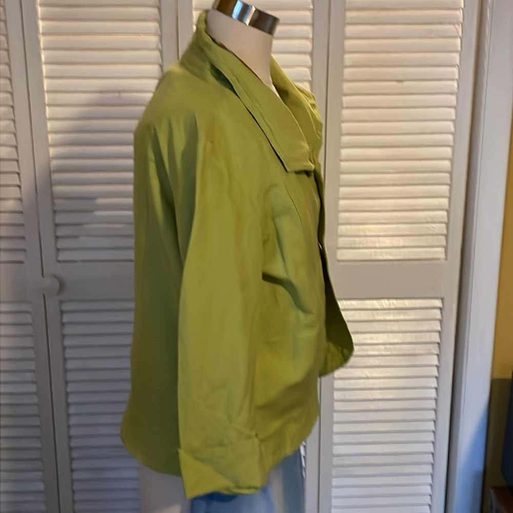 Linen blend green jacket - Picture 3 of 7